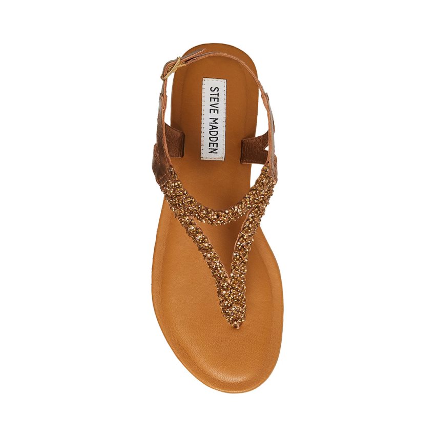 Gold Steve Madden Sydney-r Women's Flat Sandals | PH 7053PWO